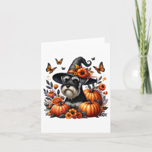 Carte Halloween Miniature Schnauzer Chien Citrouille Aut