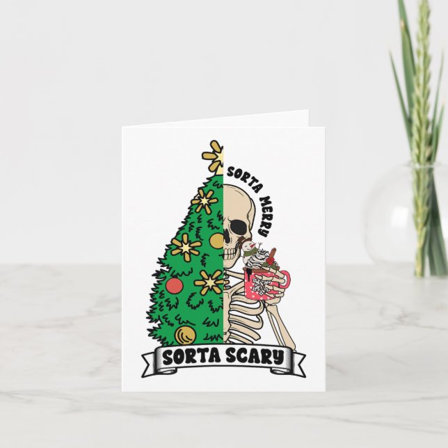 Carte Halloween Noël Squelette Sorta Joyeux scandale Xma (Devant)