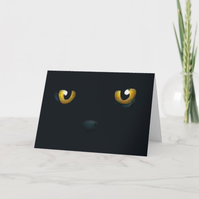 Carte Halloween noir chat (Devant)