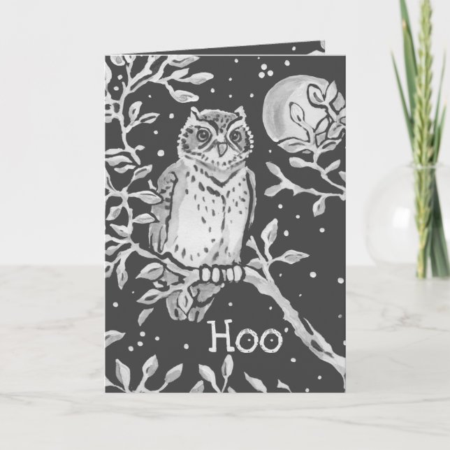 Carte Halloween noir et blanc de la chèvre de nuit et de (Devant)