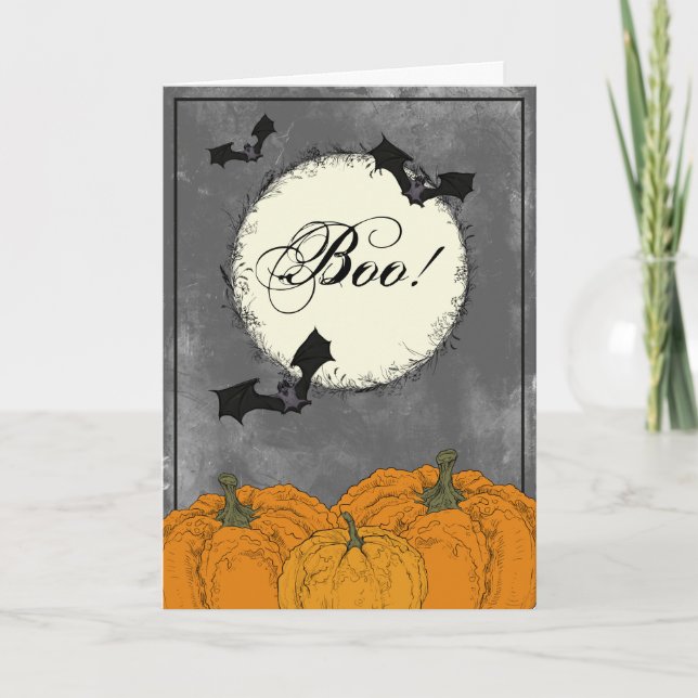 Carte Halloween noir et orange élégant (Devant)