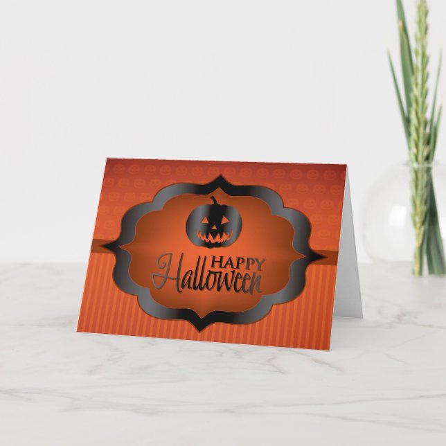 Carte Halloween orange jack olantern (Devant)