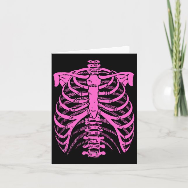 Carte Halloween Pastel Pink Skeleton Rib Casse (Devant)