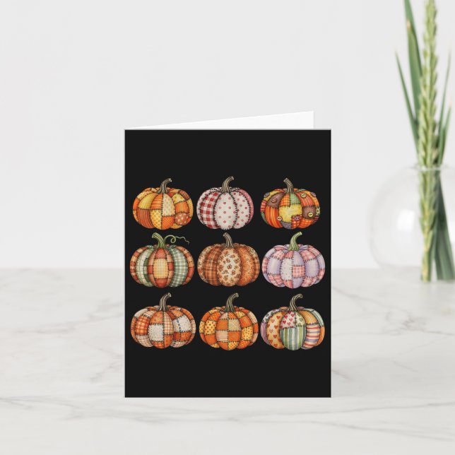 Carte Halloween Patchwork Citrouille Quilé automne esthé (Devant)