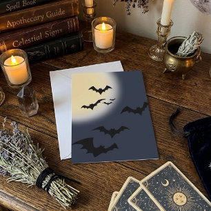 Carte Halloween Pleine Lune Avec Chauves-Souris