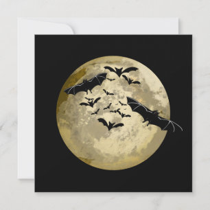 Carte Halloween Pleine lune De Récolte Et Bateaux De Vol
