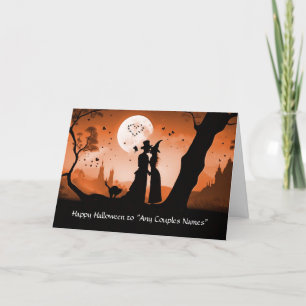Carte Halloween pour couple Noms Personnalisés Mignons
