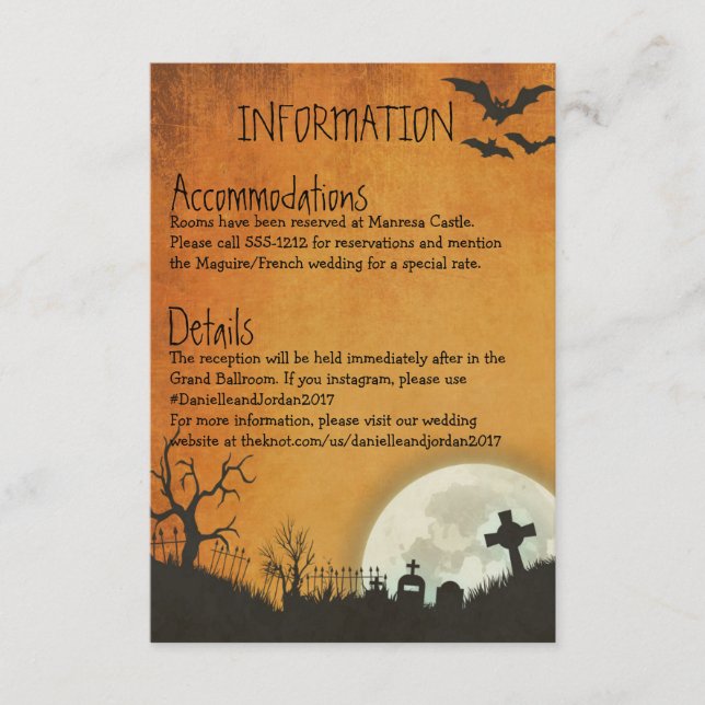 Carte Halloween pour mariage en orange (Devant)