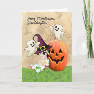 Carte Halloween pour petite-fille avec bébé, fantô