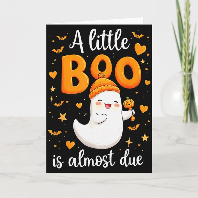 Carte Halloween Pregnancy Announcement A Little Boo Is A (Devant)