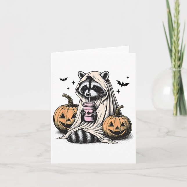 Carte Halloween Raccoon Ghost (Devant)