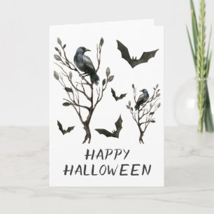 Carte Halloween rappelle aquarelle noire et blanche de