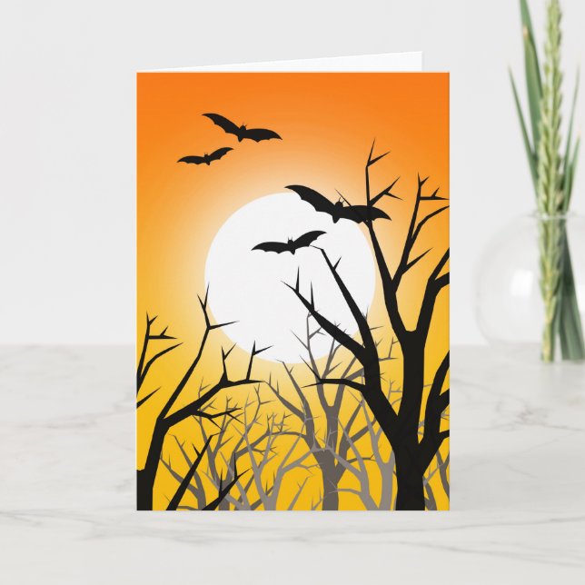 Carte Halloween Rising Moon et Bats (Devant)