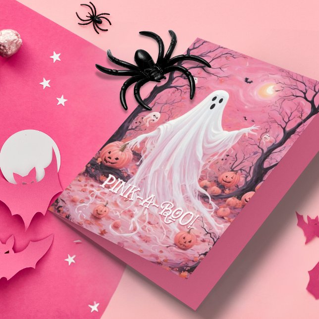 Carte Halloween rose-à-boo Ghosts (The perfect Halloween card for young girls or anyone that loves pink!)