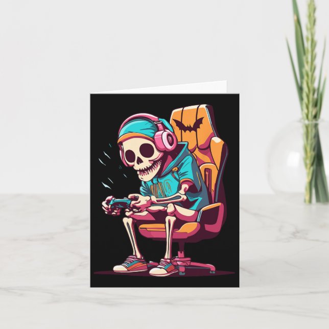 Carte Halloween Saison Éffrayante Jeu Skeleton jeu d'hor (Devant)