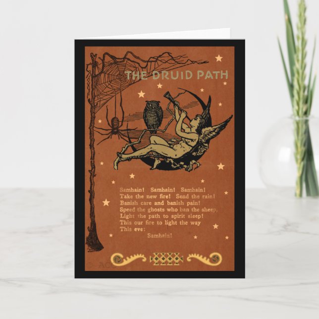 Carte Halloween Samhain Fairy Owl Spider Web (Devant)