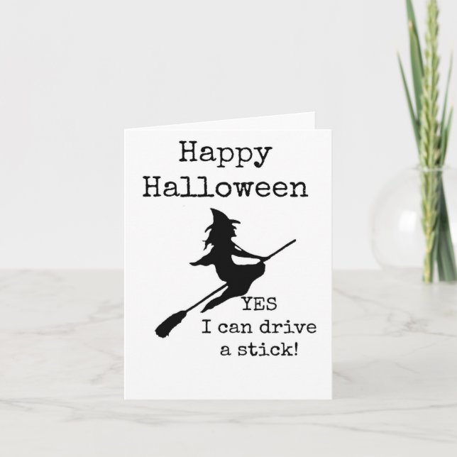 Carte Halloween, Sarcastique, Sorcière, Broomstick (Devant)