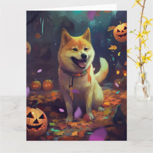 Carte Halloween Shiba Inu Avec La Peur Citrouille