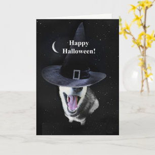 Carte Halloween Sibérie Husky Witchy Amusant