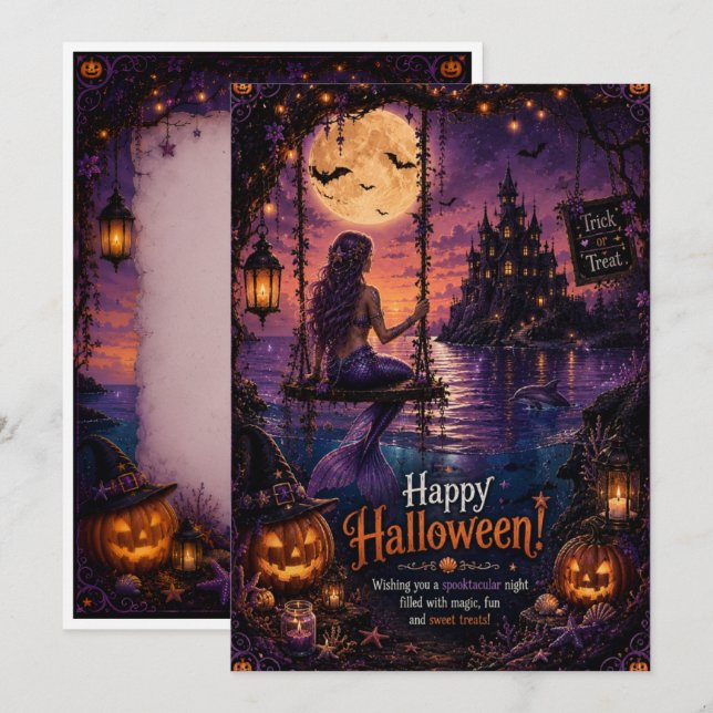 carte halloween sirène (Devant / Derrière)