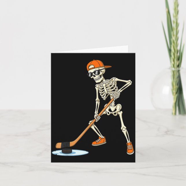 Carte Halloween Skeleton Funny Hockey For Boys Teens Men (Devant)