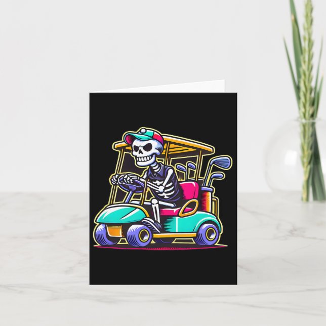 Carte Halloween Skeleton Golf Cart Golfeur (Devant)
