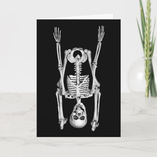 Carte Halloween Skeleton Headstand (Devant)