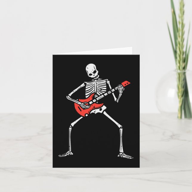 Carte Halloween Skeleton Rock Guitare Costume Rocker Hom (Devant)