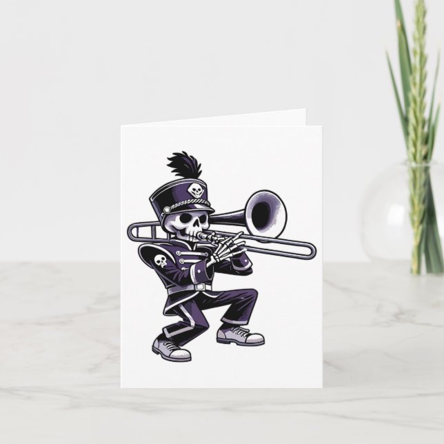 Carte Halloween Skeleton School Marche Band Trombone P (Devant)