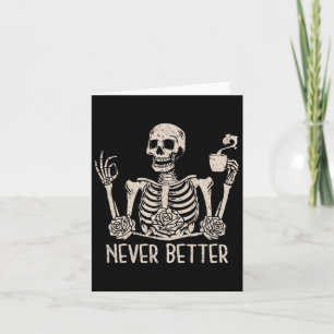 Carte Halloween Skeleton Skull Femmes Boire Café Nev