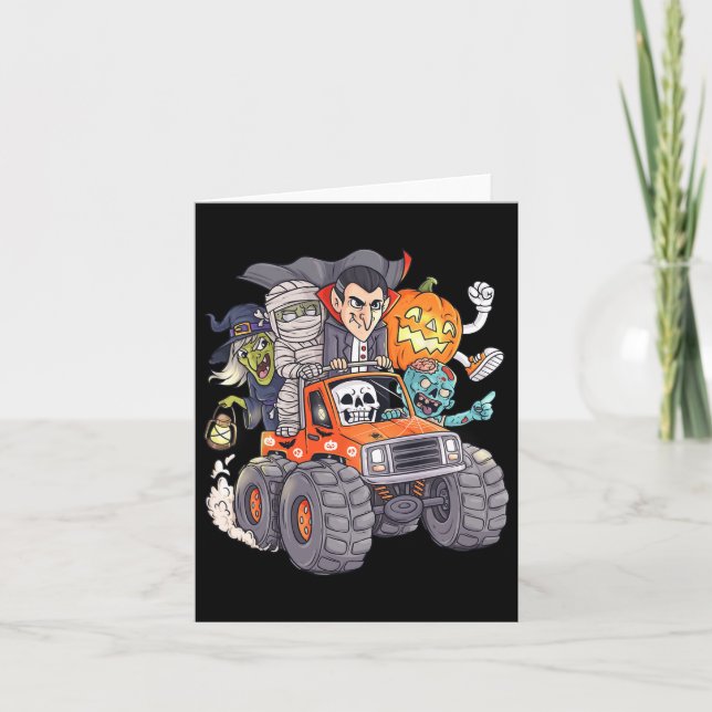 Carte Halloween Skeleton Zombie Monster Truck Vampire Bo (Devant)