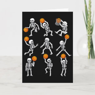 Carte Halloween Sketll Skeletons Dunking Dribble Boys Ki