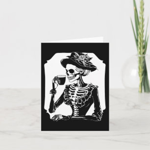 Carte Halloween Skull Skeleton Lazy Boire Café Coût