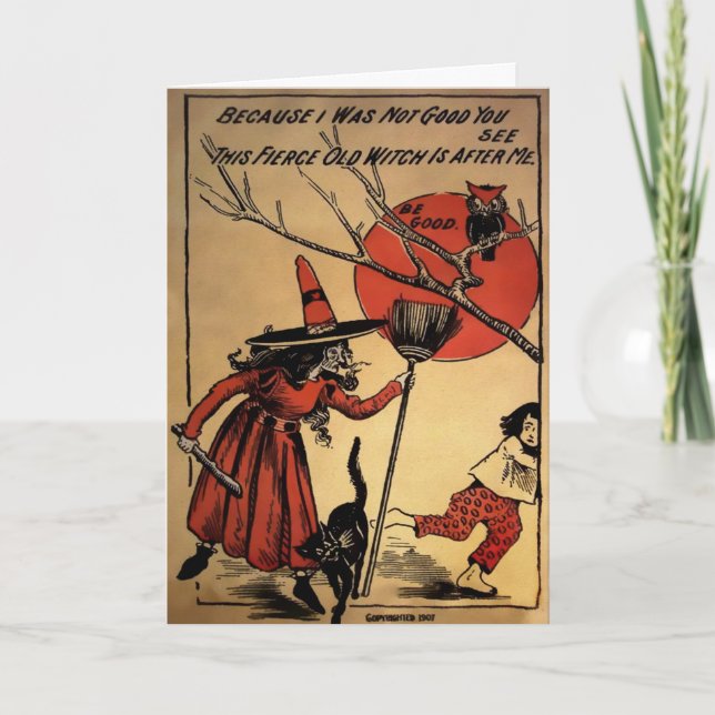 Carte Halloween sorcière vintage (Devant)