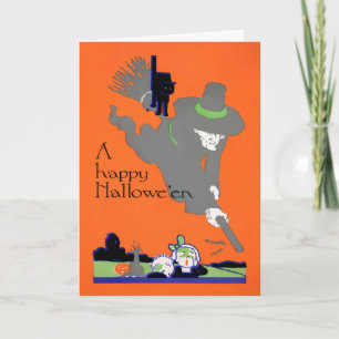 Carte Halloween sorcière vintage