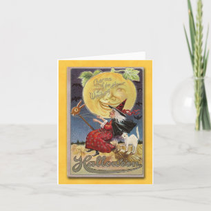 Carte Halloween sorcière vintage