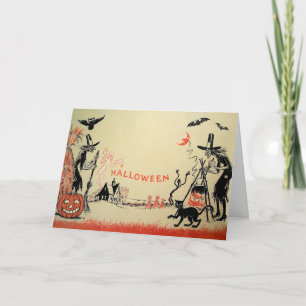 Carte Halloween sorcières vintages