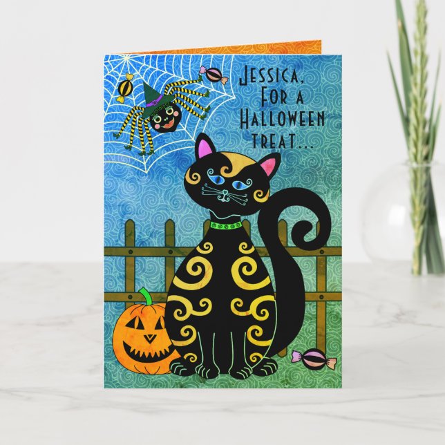 Carte Halloween Spider Witch Personnalisé (Devant)