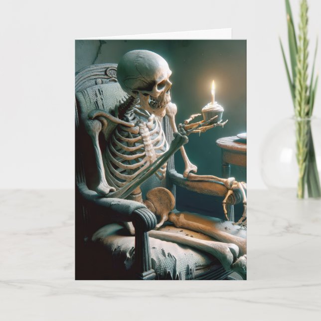 Carte Halloween Squelette Anniversaire Dans Ancienne Cha (Devant)