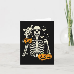 Carte Halloween Squelette Citrouille Automne Café Fun Co