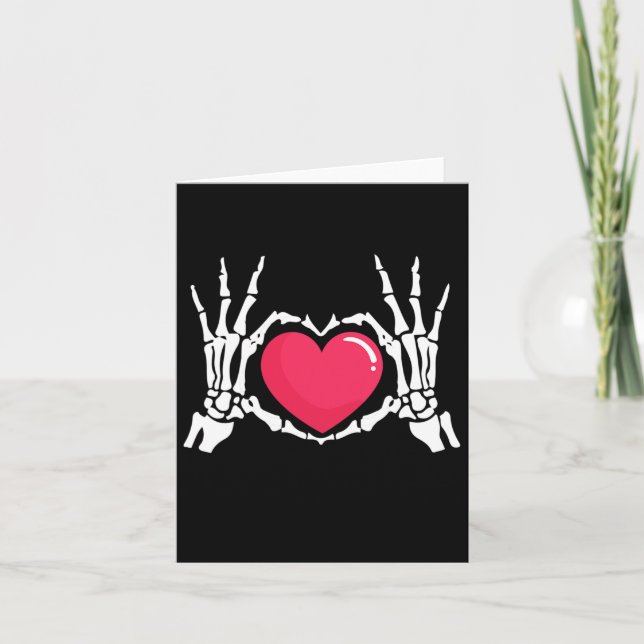 Carte Halloween squelette coeur main (Devant)