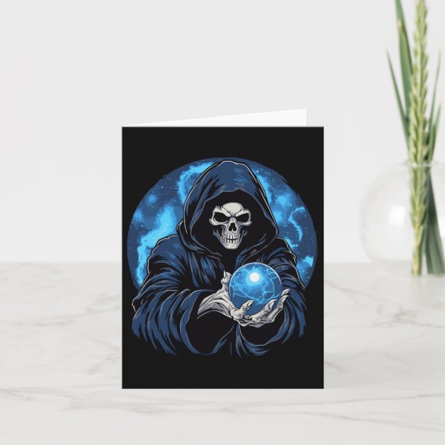 Carte Halloween squelette de la mort de la Faucheuse (Devant)