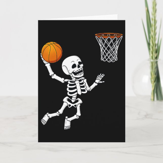 Carte Halloween Squelette Dunking Un Sketll Garçons Fill (Devant)