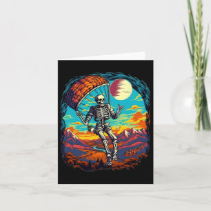 Carte Halloween Squelette Éffrayant Parapente Skydiving