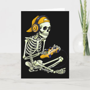 Carte Halloween Squelette Gamer Tee Pour Garçons Hommes