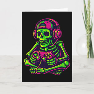 Carte Halloween Squelette Joueur Vidéo Jeu Garçons Homme