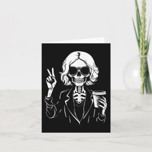 Carte Halloween Squelette Lazy Boire Café Café Costum