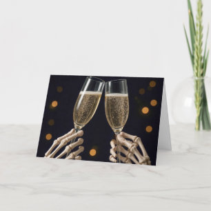 Carte Halloween squelette Mariage Champagne Toast