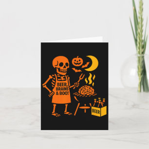 Carte Halloween Squelette Rbecue Bière Cerveaux Boo Éffr