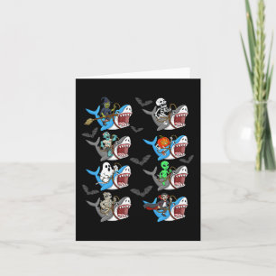 Carte Halloween Squelette Zombie équitation Requin maman